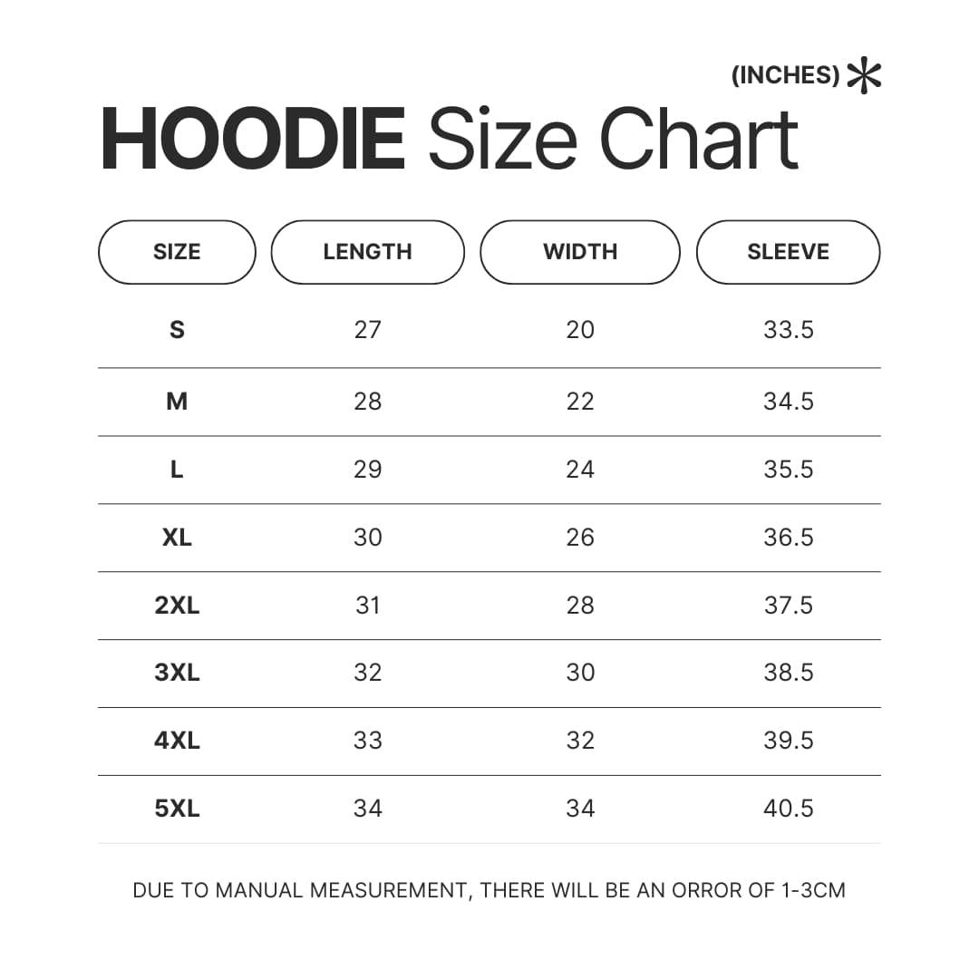 Hoodie Size Chart - Metal Gear Solid Store