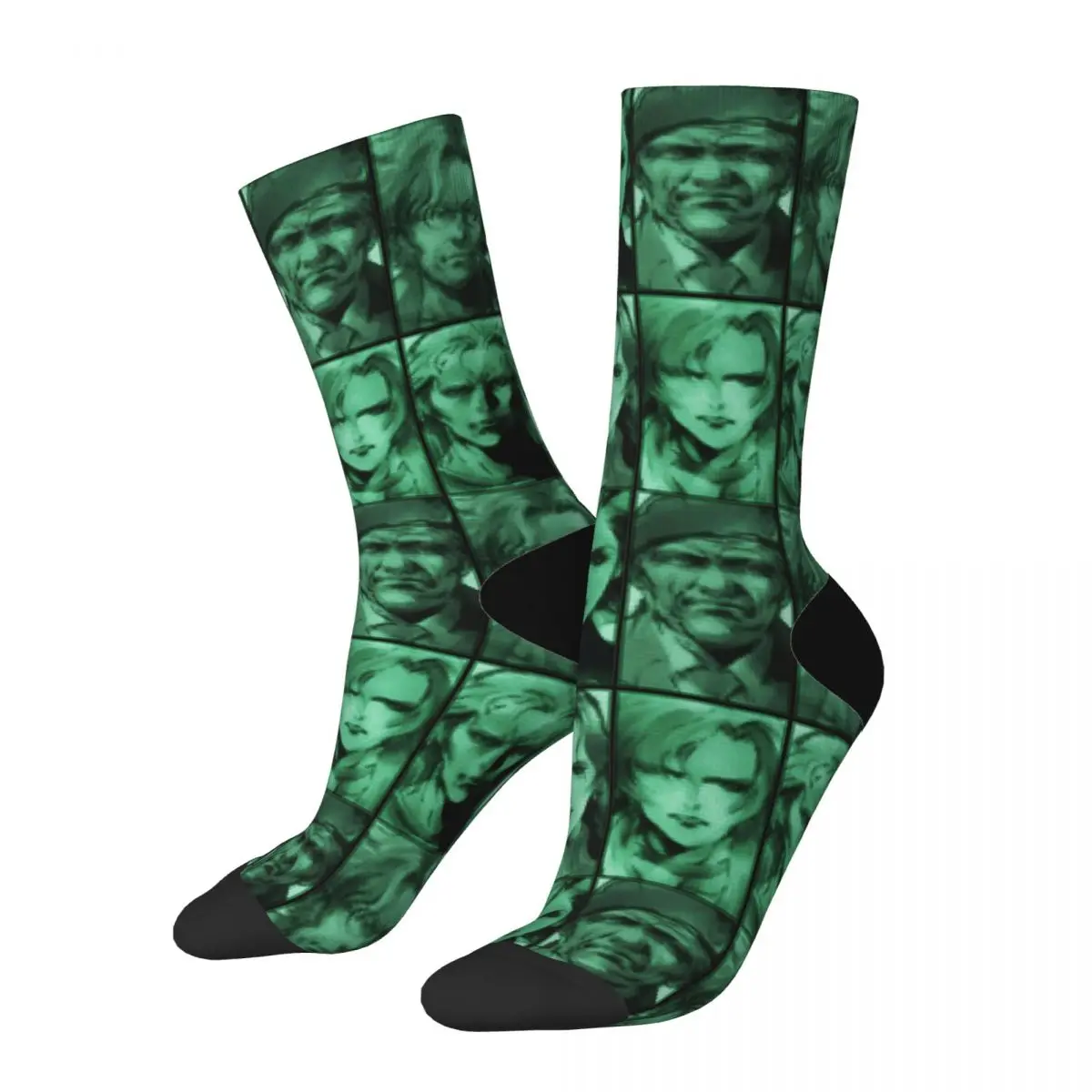 Retro Metal Gear Solid Codec Portraits Basketball Socks Video Game Polyester Long Socks for Unisex Breathable - Metal Gear Solid Store