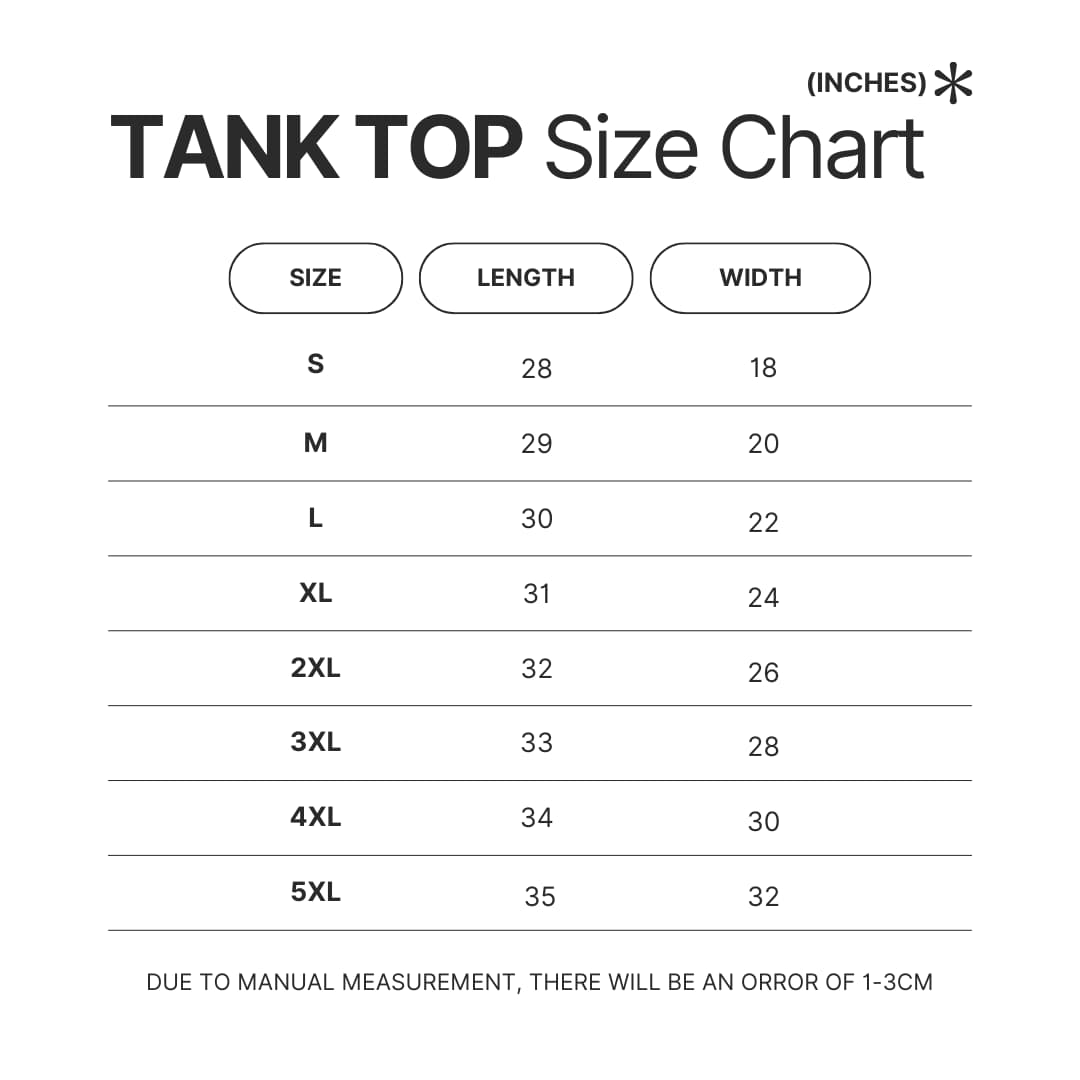 Tank Top Size Chart - Metal Gear Solid Store