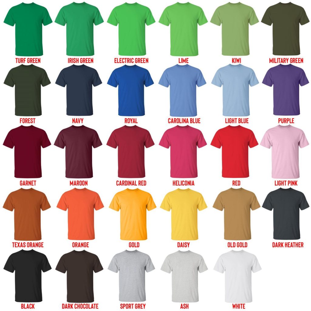 t shirt color chart 1 - Metal Gear Solid Store