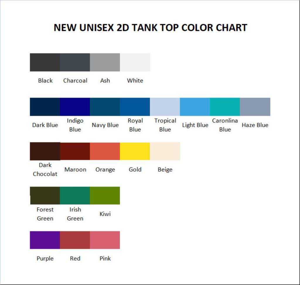 tank top color chart 1 - Metal Gear Solid Store